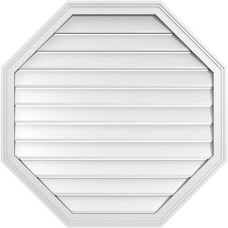 Ekena Millwork Octagonal Surface Mount PVC Gable Vent: Functional, w/ 2"W x 1-1/2"P Brickmould Frame, 34"W x 34"H GVPOC34X3402SF